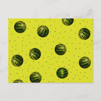 Wassermelone gelb mit Samen Postkarte