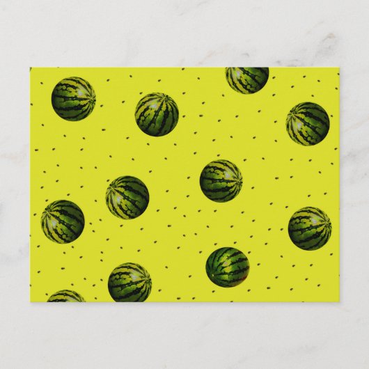 Wassermelone gelb mit Samen Postkarte (Vorderseite)