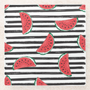 Wassermelone gestreift, Vintag nahtlos. Glasuntersetzer