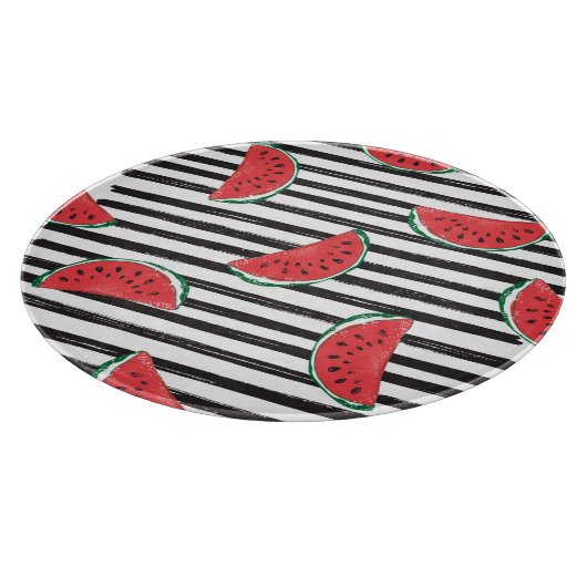 Wassermelone gestreift, Vintag nahtlos. Schneidebrett (Ecke)