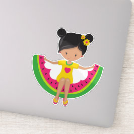 Wassermelone Girl, Latina Girl, Dress, Flip Flops Aufkleber