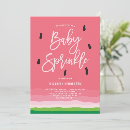 Wassermelone Gradient Modern Baby Sprinkle Einladung (Stehend Vorderseite)