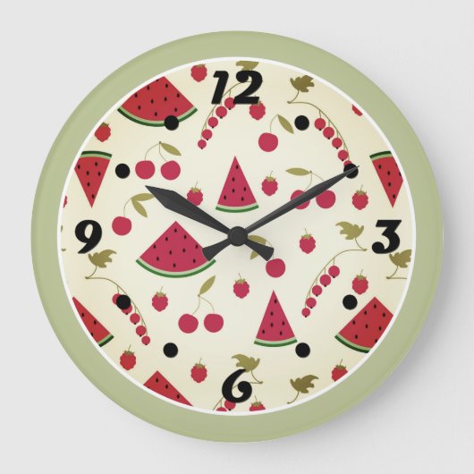 Wassermelone Große Wanduhr (Vorderseite)