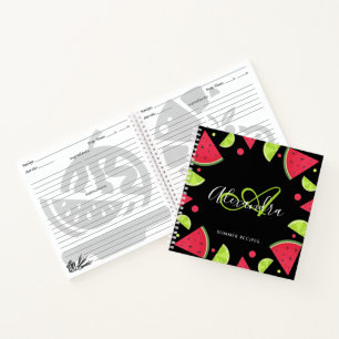 Wassermelone Grün Lemon Monogramm Rezepte Notizblock