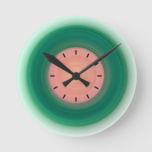Wassermelone:) Grün und Rosa Runde Wanduhr (Vorderseite)