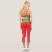 Wassermelone, grün und rot, mit Samen Capri Leggings (Rückseite)