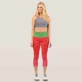 Wassermelone, grün und rot, mit Samen Capri Leggings (Vorderseite)