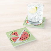 Wassermelone Grüne Stücke Glasuntersetzer (Schrägansicht)
