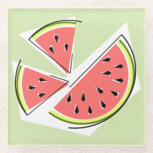 Wassermelone Grüne Stücke Glasuntersetzer