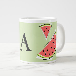 Wassermelone Grüne Stücke Monogramm Jumbo-Tasse