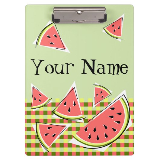 Wassermelone Grüne Teile Karo Name Klemmbrett (Vorderseite)