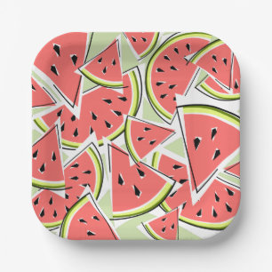 Wassermelone Grüner Platz Pappteller