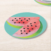 Wassermelone Halves Pink Runder Pappuntersetzer (Angewinkelt)