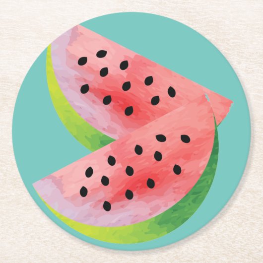 Wassermelone Halves Pink Runder Pappuntersetzer (Vorderseite)