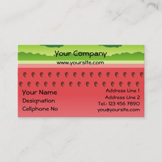 Wassermelone Hintergrund Horizontal Visitenkarte (Vorderseite)