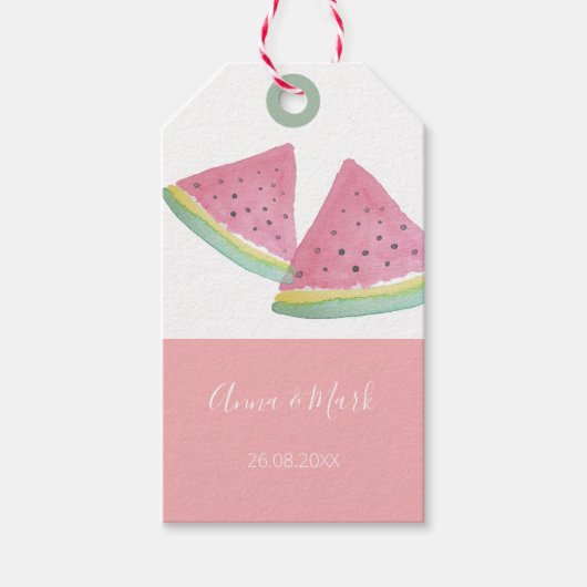 Wassermelone Illustration Wasserfarbe Handgemalt Geschenkanhänger (Vorderseite)