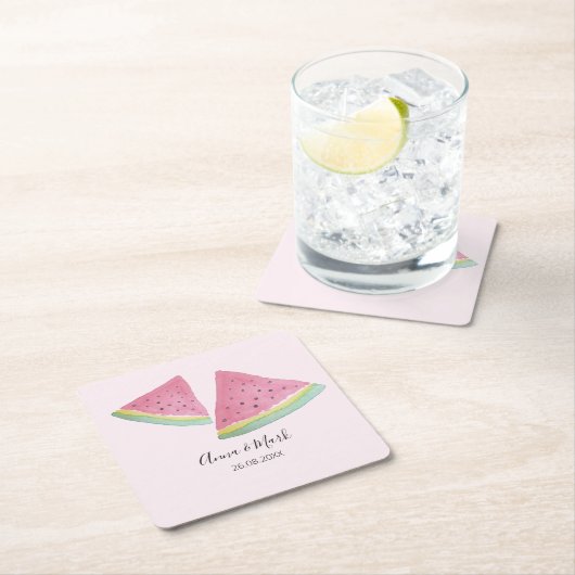 Wassermelone Illustration Wasserfarbe Handgemalt Rechteckiger Pappuntersetzer (Vor Ort)