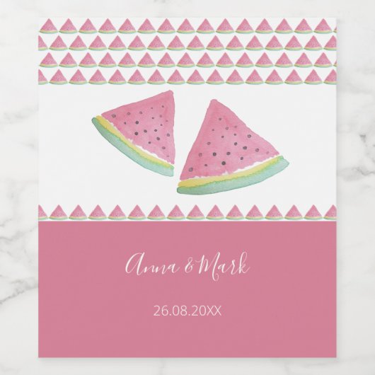 Wassermelone Illustration Wasserfarbe Handgemalt Weinetikett (Einzelnes Label)