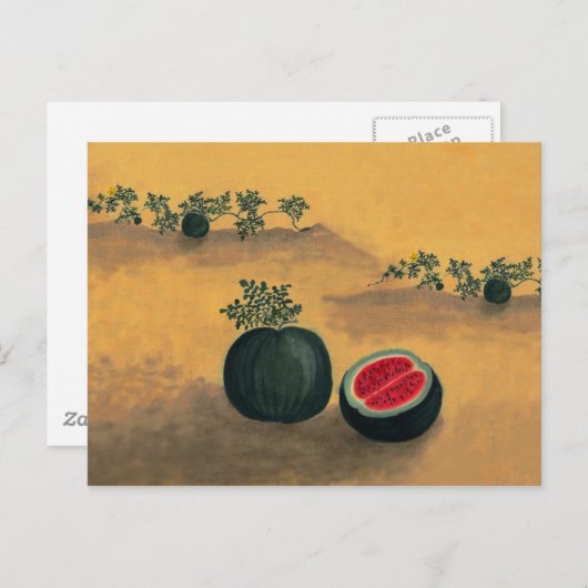 Wassermelone im Garten Postkarte (Vorne/Hinten)