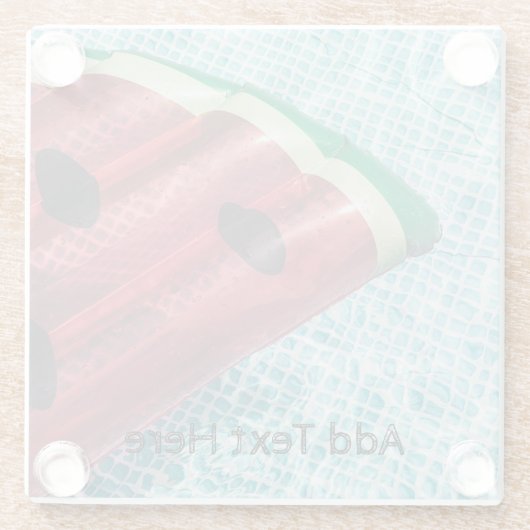 Wassermelone im Schwimmbad Glasuntersetzer (Rückseite)