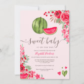 Wassermelone im Sommer Blütenfarbe Babydusche Einladung (Vorderseite)