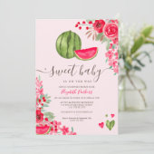 Wassermelone im Sommer Blütenfarbe Babydusche Einladung (Stehend Vorderseite)