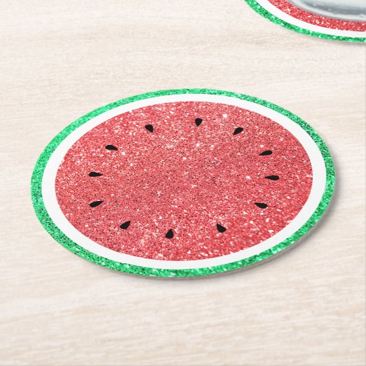 Wassermelone IMITATE Glitzer Rundpapier Untersetze Runder Pappuntersetzer (Angewinkelt)