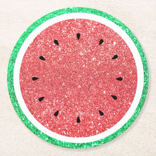 Wassermelone IMITATE Glitzer Rundpapier Untersetze Runder Pappuntersetzer (Vorderseite)