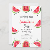 Wassermelone in einem Melon Little Girl Sweet Save The Date (Vorderseite)