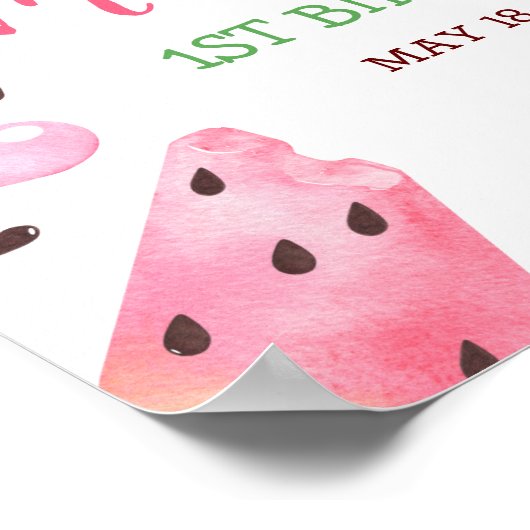 Wassermelone in einem Melon Willkommen 1. Geburtst Poster (Ecke)