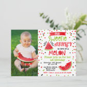 Wassermelone in einem Melon zum Geburtstag Einladu Einladung (Stehend Vorderseite)