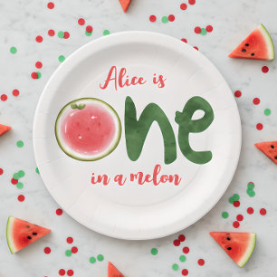 Wassermelone in einer Melone ersten Geburtstag Pappteller