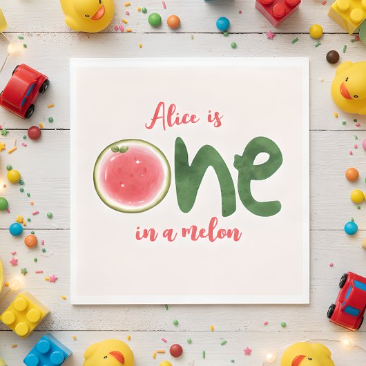 Wassermelone in einer Melone ersten Geburtstag Serviette