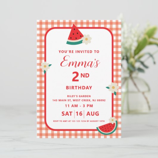 Wassermelone Kariert Flat Card (Stehend Vorderseite)