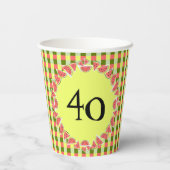 Wassermelone Karo Alter 40 Pappbecher (Rückseite)