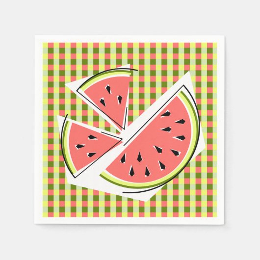 Wassermelone Karo Napkins Papier Serviette (Vorderseite)