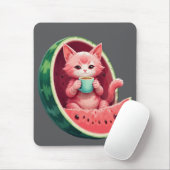 Wassermelone Katze Kaffeepause Mousepad (Mit Mouse)