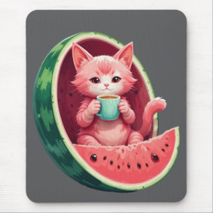 Wassermelone Katze Kaffeepause Mousepad