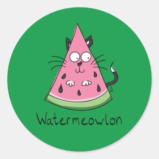 Wassermelone Katze Niedlich Kinder Runder Aufkleber (Vorderseite)