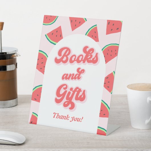 Wassermelone Kinderdusche Bücher und Geschenk Sockelschild (In SItu)