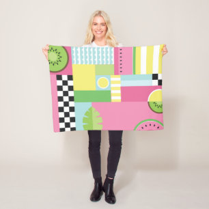 Wassermelone, Kiwi, Sommer lustige bunte Muster Fleecedecke