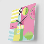 Wassermelone, Kiwi, Sommer lustige bunte Muster Quadratische Wanduhr (Winkel)