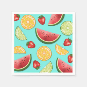 Wassermelone Limette Erdbeere Früchte Sommer Muste Serviette