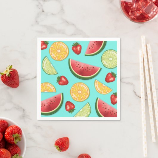 Wassermelone Limon Erdbeeren Früchte Sommermuster Serviette (Beispiel)
