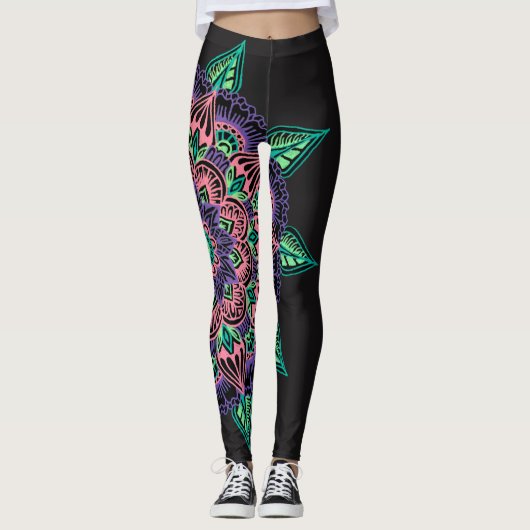 Wassermelone-Mandala Leggings (Vorderseite)