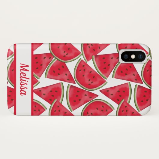 Wassermelone mit individuelle Name Case-Mate iPhone Hülle (Rückseite (Horizontal))