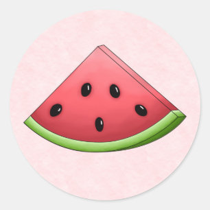 Wassermelone mit rosa Hintergrundkleber Runder Aufkleber