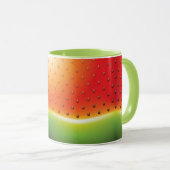 Wassermelone mit Samen-Hintergrund Tasse (VorderseiteRechts)