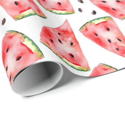 Wassermelone mit Samen in trendigem Aquarelldesign Geschenkpapier (Rolleneckpunkt)