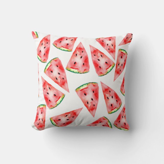 Wassermelone mit Samen in trendigem Aquarelldesign Kissen (Vorderseite)